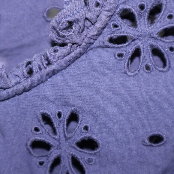 J. Crew | Navy Ruffle Trim Eyelet Top, Size S - Picture 9 of 13